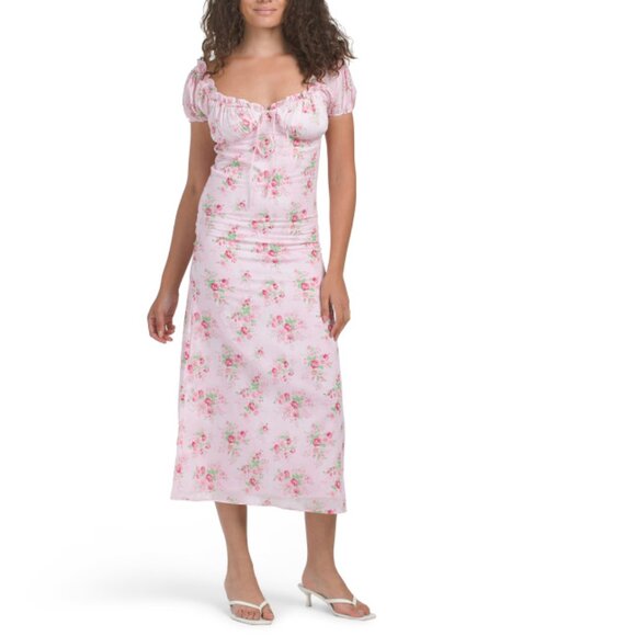 AMY JANE LONDON Pink Floral Daphne Midi Dress